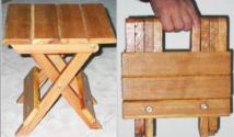 Kresba skladacej drevenej stoličky pre domácich majstrov vám uľahčí výrobu pohodlného nábytku
